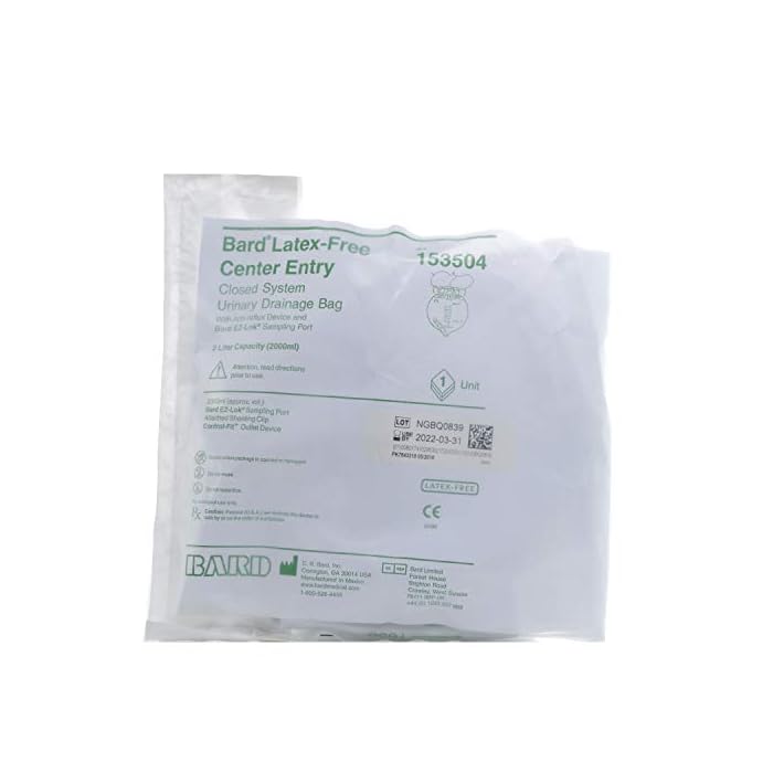 Bard Closed System Urinary Drainage Bag, 2000ml, with EZ-Lok Sampling Port, 153504, Exp 2022