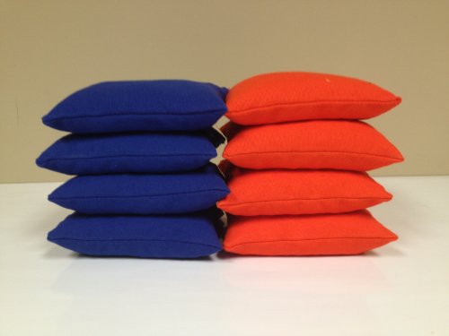 8 Official Size ACA Regulation Cornhole Baggo Bean Bags Set (4 ROYAL BLUE, 4 ORANGE) ~ MADE IN THE USA ~ HIGHEST QUALITY