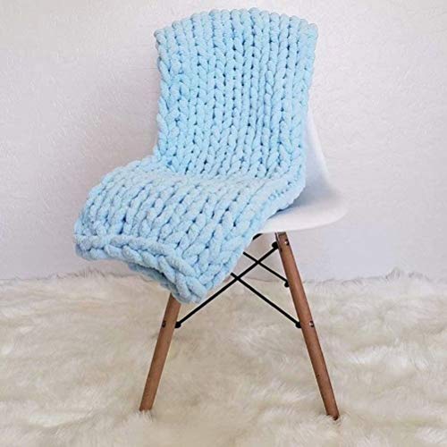 GY Chunky Knit Throw Blanket PomPoms Handwoven Breathable