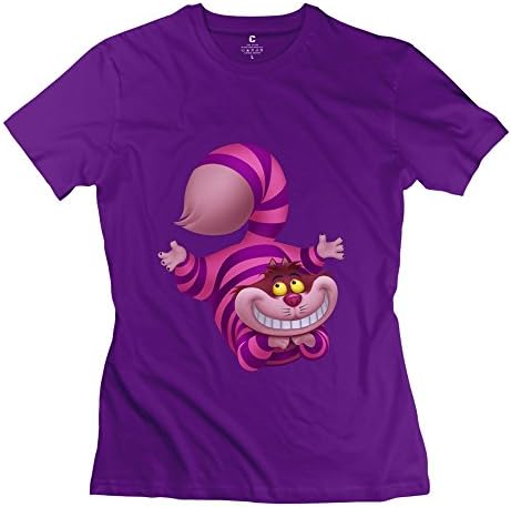 HEJX Cheshire Cat Photo Women 100% Cotton T-Shirt Purple US Size XXL