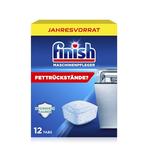 Finish Tabs voor machineonderhoud, vaatwasmachinetabs tegen vuil en vet in de vaatwasser – jaarvoorraad met 12 afwasreinigers tabs