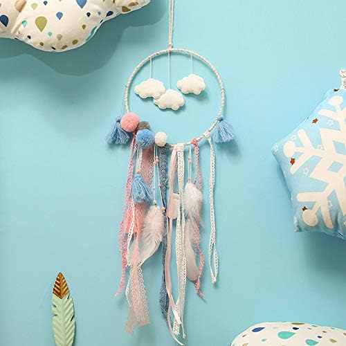 yribe Dream Catcher Handmade Traditional White Feather Wind Chime Wall Hanging Home Decoration (J)