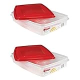 Rubbermaid - Egg Keeper-red Cover, 2 Pk, Holds 20 Jumbo Eggs, Clear, Plastic