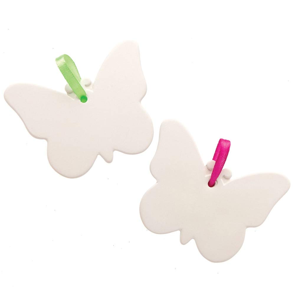 Baker Ross AT875 Butterfly Ceramic Decorations - Pack of 5, for Kids Arts and Crafts Projects Green,Pink, Multicolored, 10.5 cm - Image 3