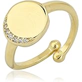 Vanbelle 18K Gold Plated Jewelry Oval Shape Studded Crescent Moon Adjustable Finger Ring with Cubic Zirconia Stone for Women