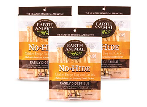 Earth Animal No Hide Chicken Flavored Stix Natural Rawhide Alternative 