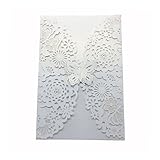 Tinksky wedding invitations - 10pcs Vertical Laser Cut Butterfly Invitations Cards Kits for Wedding Bridal Shower Birthday (White)