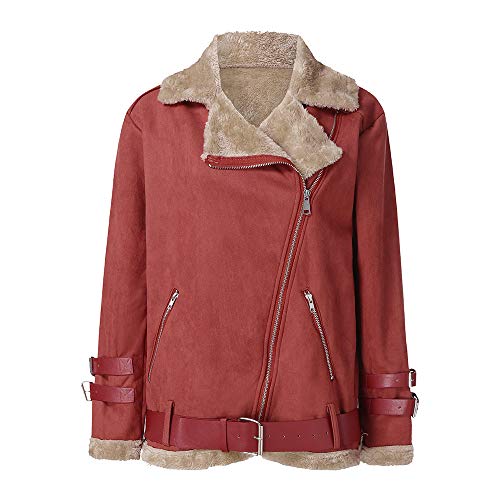 XOWRTE Women's Faux Fur Fleece Lapel Aviator Winter Warm Jacket Overcoat Outwear Coat