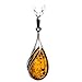 Honey Amber Sterling Silver Drop Pendant Necklace Chain 18