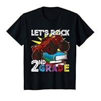 Kids First Day Of School 2022 Let's Rock 2nd Grade Monster Truck T-Shirt