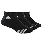 adidas Youth Striped 3-Pk Quarter sock, Black/White, Medium (Shoe Size 13-4)