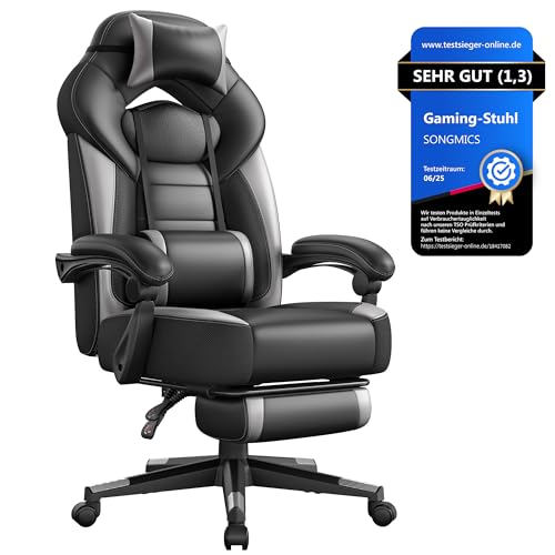 SONGMICS Gaming-Stuhl, Bürostuhl, mit Fußstütze, Tragkraft 150 kg
