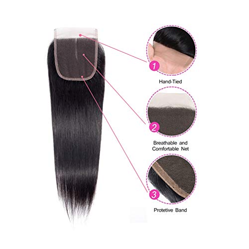 9A-Brazilian-Straight-Lace-Closure-4X4-Middle-PartFree-Part-Lace-Closure-Virgin-Human-Hair-Natural-Black18-Inch