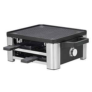 WMF Lono Raclette Grill mit Pfännchen und Schiebern, Raclette 4 Personen, 870 W, edelstahl matt