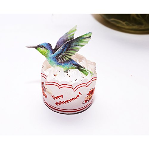 Georld Edible Hummingbird Cupcake Topper Cake Bird Decoration By Wafer Paper12 Counts by GEORLD