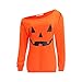 lymanchi Women Slouchy Shirts Halloween Pumpkin Long Sleeve Sweatshirts Pullover