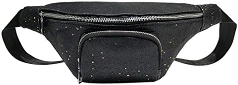 SULAKU NEW Design Sequins Leather Shoulder Bags Zipper Chest Pack Waist Bags Adjustable Belt Portable 6 Colors Black
