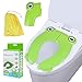 YOUTH UNION Travel Folding Portable Potty Training Toilet Seat Cover Liner Upgrade Non Slip Silicone Pads with Carry Bag for Babies, Toddlers and Kids (Frog)