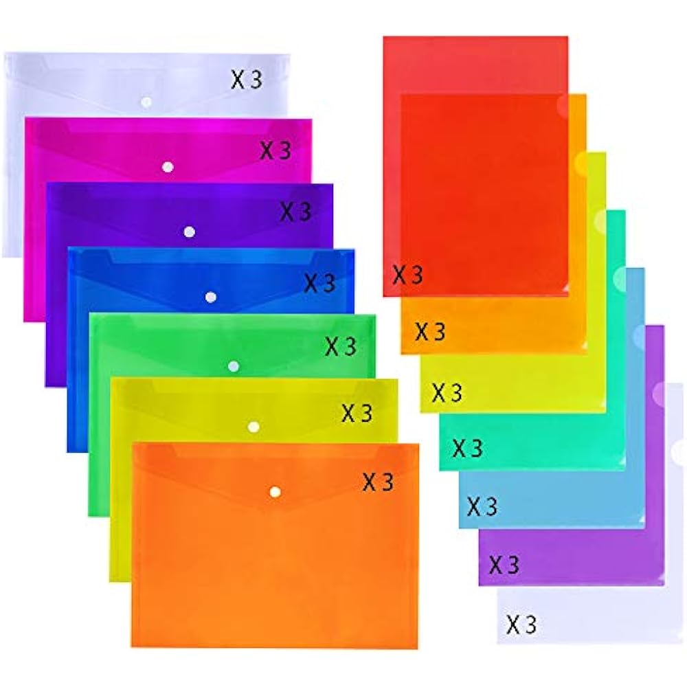 Supla 42 Pack Types Poly Envelopes Snap Closure School Folders Folders