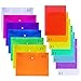 Supla 42 Pack 2 Types Poly Envelopes with Snap Closure School Folders Poly folders Document Folders Clear Colored File Folders L-Type Document Project Pockets US Letter Size A4 7 Colors