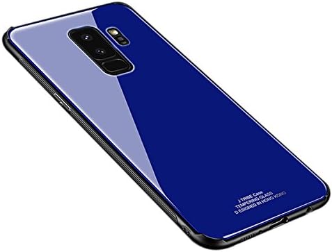 Ldea Galaxy S9 Plus Case, Silicone Shockproof Tempered Glass Back Cover Shell (Blue)