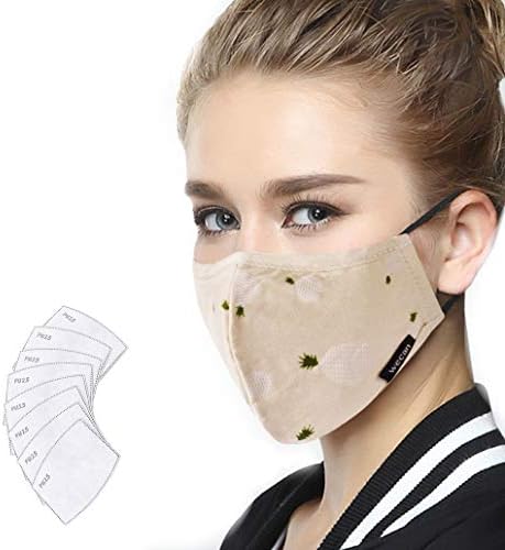 Lyanty Anti Pollution Mask Military Grade N99 Mask Washable Cotton Mouth Masks Replaceable Filter (One Mask + 8 filters)-Pineapple