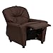 Flash Furniture Chandler LeatherSoft Kids Recliner with Cup Holder and Safety Recline, Contemporary Reclining Chair for Kids, Supports up to 90 lbs., Brown