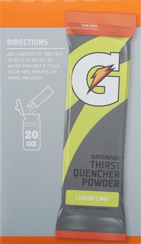 THE GATORADE COMPANY GATORADE THIRST QUENCHER POWDER, 1.23OZ PACKETS, MAKES 20 OUNCES (LEMON-LIME), 1.23 OUNCE (PACK OF 10)