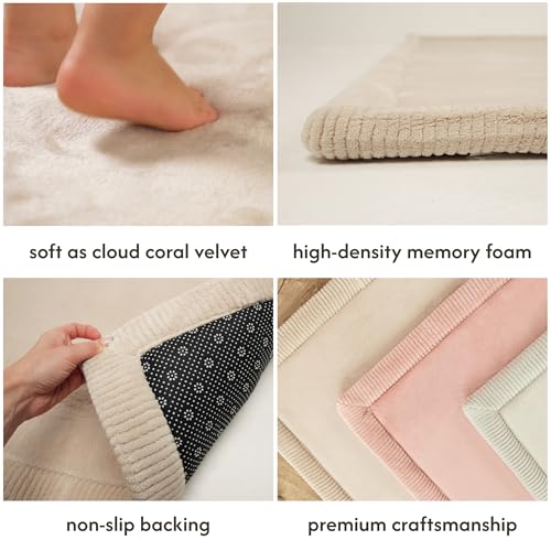 Premium Large Coral Velvet Baby Play Mat 280x200x2.5cm, Beige – High-Density Memory Foam Area Rug – Stylish Playmat for Floor with Non-Slip Backing for Crawling, Soft Play & Tummy Time - Easy Care Rug