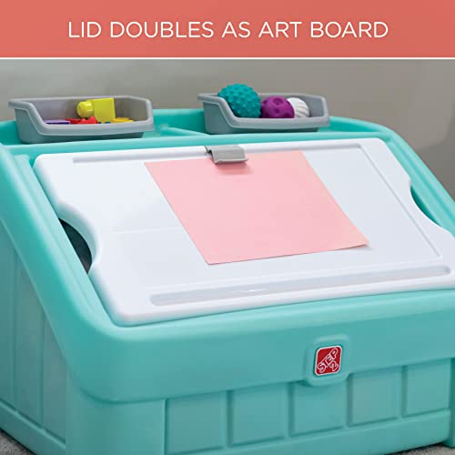Step2 2in1 Toy Box and Kids Easel Lid, Mint Create & Display Art on