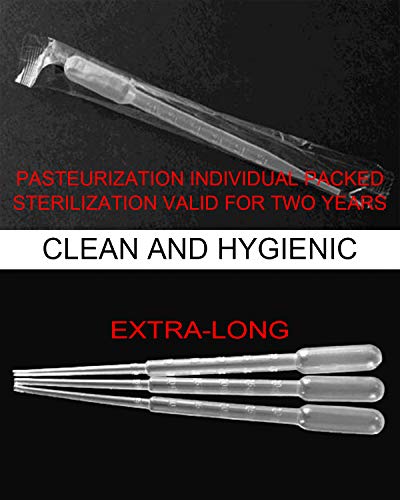 3ML Plastic Transfer Pipettes Disposable Calibrated Dropper Suitable for Essential Oils & Science Laboratory Makeup Tool Pasteurization Individual Packed Graduated Pipette Extra-Long