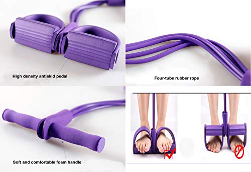IBLUELOVER-Pedal-Leg-Puller-4-Tube-Latex-Sit-up-Bodybuilding-Expander-Elastic-Pull-Rope-Yoga-Fitness-Training-Equipment-Stretching-Slimming-Resistance-Straps-for-Abdomen-Waist-Arm