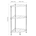 LANGRIA 3-Tire Corner Wire Shelf Bathroom Corner Shelf Bookcase, Free Standing Corner Storage Rack Display Tier Shelf for Kitchen Office,Silver