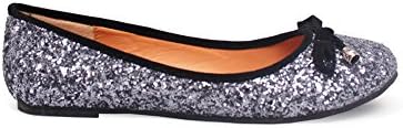 FFC New York Women's Penna Ballet Flats, Silver Glitter, 10 M