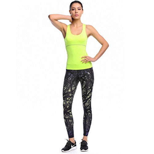MINIBEAR Women's Yoga Pants, Workout Leggings,Hip slimming pants S/M/L (S, Fluorescent Green) - Thumbnail 5