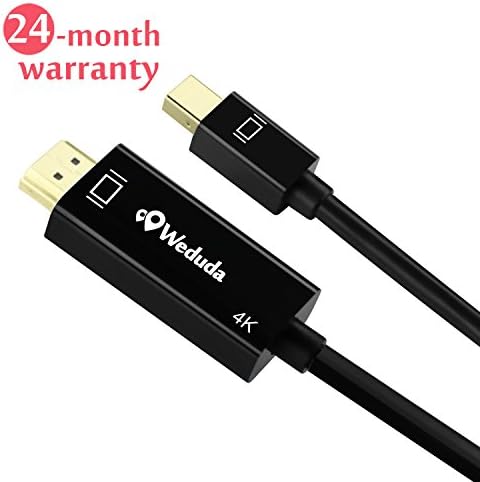 Mini DP to HDMI Cable 4K Resolution DisplayPort to HDMI HDTV Cord Supports Audio Male to Male Ultra HD 6 Feet Gold-plated Weduda