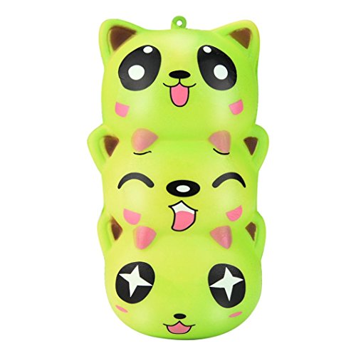 KESEELY Squishy Toy Kawaii Squishies Animal Toys Cute Cat Scented Slow Rising Squeeze Stress Reliever Toy (Green)