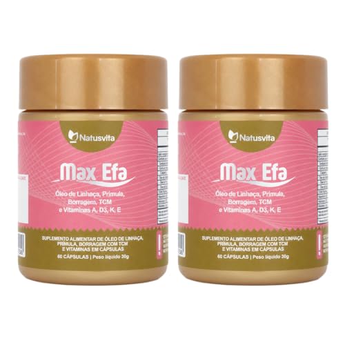 Kit 2und 120 cápsulas Max Efa (Óleo de Linhaça, Prímula, Borragem com TCM e Vitaminas A, D3, K e E)