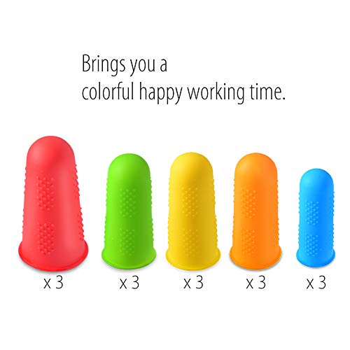 Silicone Finger Protectors Fingertip Gloves Cover for Hot Glue, 15 Pieces, Multiple Colour