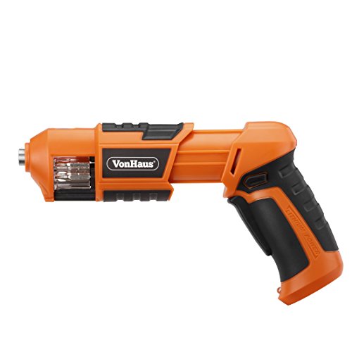 VonHaus-6-in-1-USB-Charging-Cordless-Electric-Screwdriver-36V-Li-Ion-with-6pc-Bit-Set-Quick-Change-Bit-Storage-Revolver-Magazine-Belt-Holster