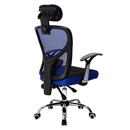 Giantex Executive Office Chair Mesh High Back Home Adjustable Swivel Ergonomic Computer Desk Chair with Headrest (Blue)