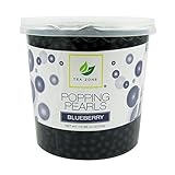 Tea Zone Popping Pearls, Popping Boba, Black Pearls Flavorful Beverage Sensation 7lbs Jar (Blueberry)