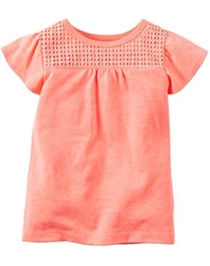 Girl Neon Flutter-Sleeve Lace Yoke Tee