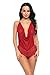 ADORNEVE Women Sexy Halter Teddy Lingerie Deep V-neck Babydoll Lace Sleepwear