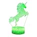 3D Illusion monocerous Unicorn Night Lamp, 7 Color Change, Touch White Crack Base