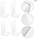 Bookends Pair Nonskid Heavy Metal Durable Sturdy Strong Books Organizer Telephone Booth Bookshelf Decor Decorative Bedroom Library Office School Supplies Stationery Gift (Plastic Acrylic_2 Pairs)