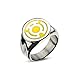 DC Comics Green Lantern Stainless Steel Yellow Enamel Inlay Sinestro Corps Fear Ring