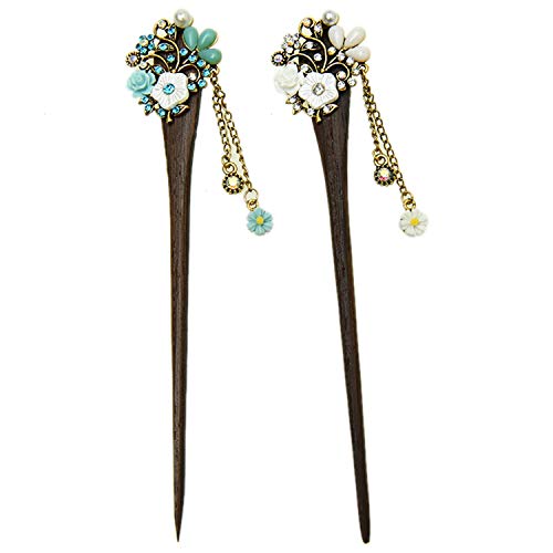 Monrocco Wooden Hair Stick Chinese Hair Chopsticks for Hair DIY Accessory - Thumbnail 3