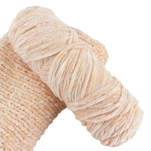 Yarn Velvet Knitting Yarn Soft Crochet Ball Craft Multi Colors, Ideal for Beginners, Kids Crafts (Beige)
