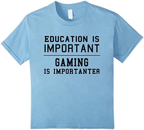 Kids Funny Gaming Gamer Girl Boy T-Shirt Education is importanter 10 Baby Blue